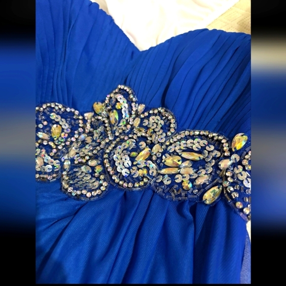 My Michelle Blue Strapless Sweetheart Gown - Picture 5 of 9